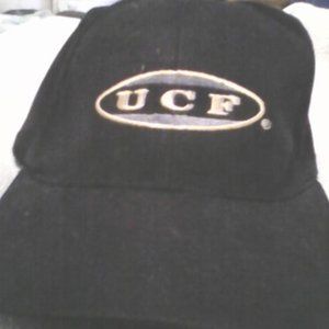 UCF Black Cotton Cap Adj Strap, Gold Logo Oval